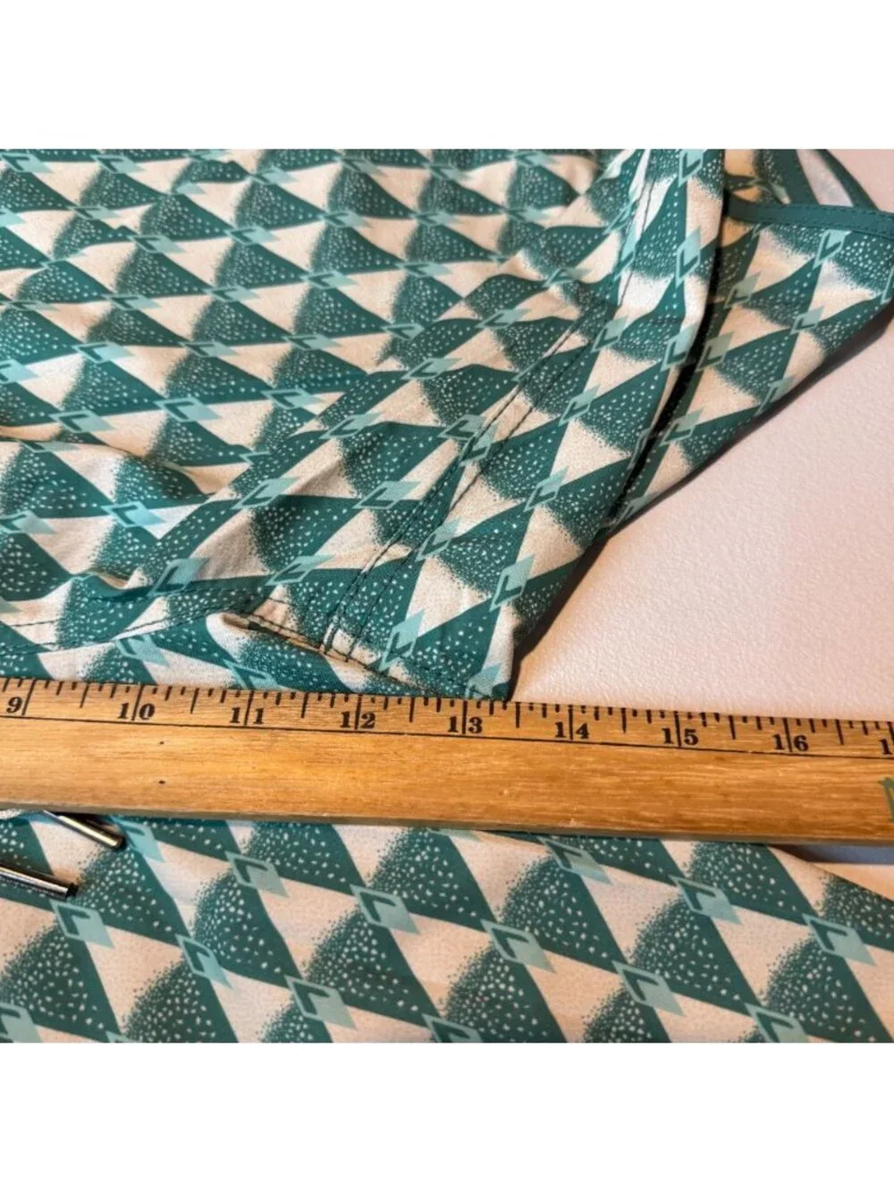 Fair Harbor Men L Anchor Trunk Swim Short Green Geometric Lined Beach Island